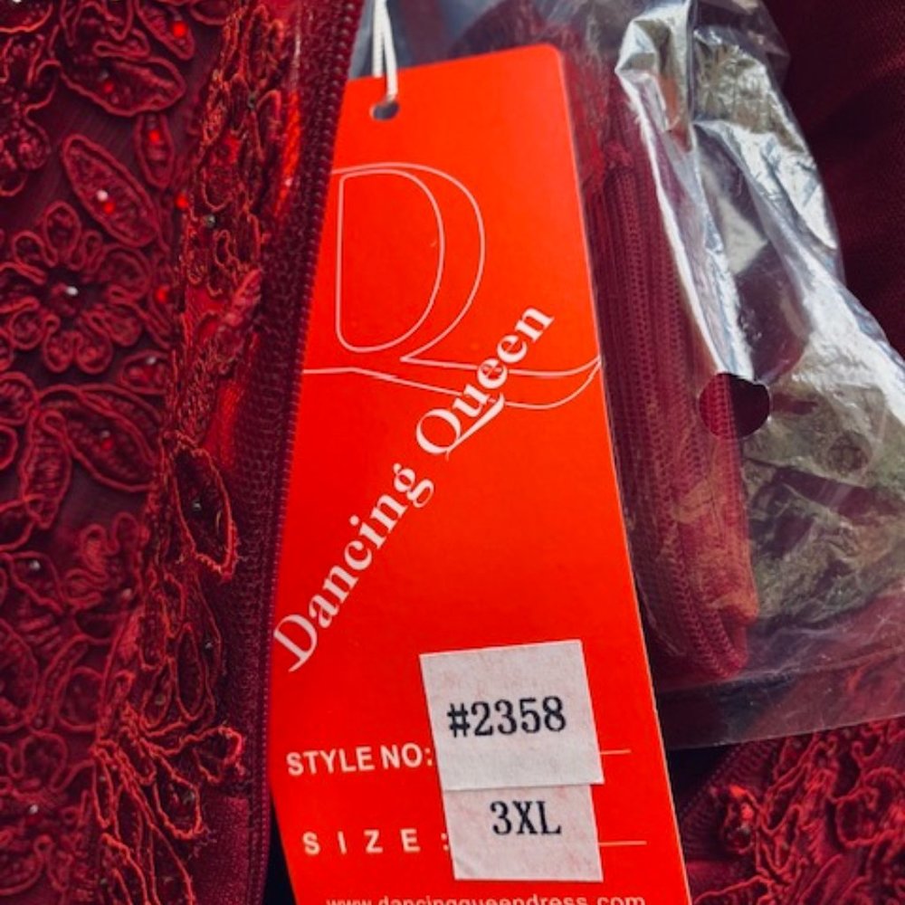 DANCING QUEEN Maxi evening gown dress Burgundy color off shoulder size 3XL - NWT - Picture 14 of 16